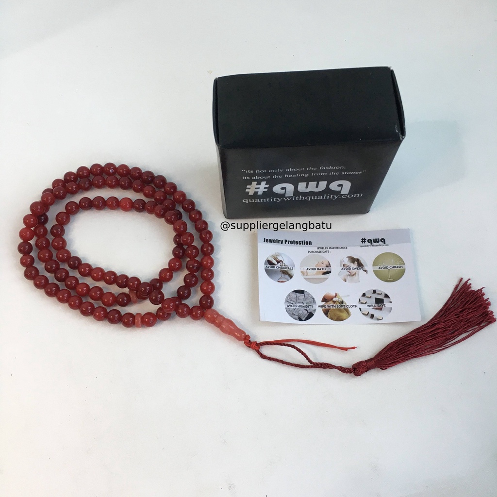 tasbih batu RED MARJAN 8mm 99 butir premium tasbeh 8mm akik merah