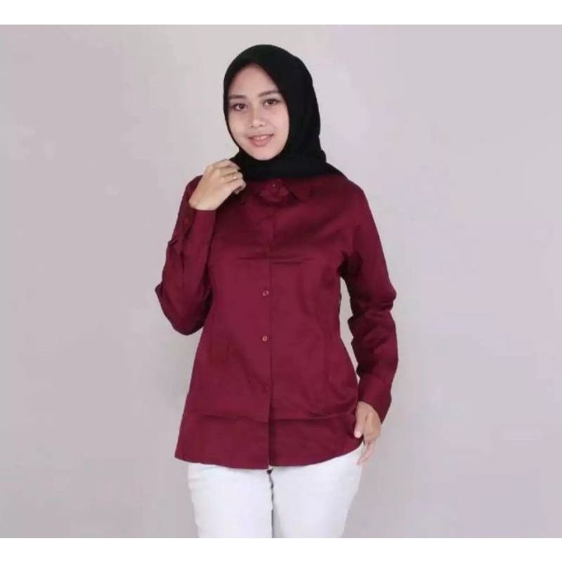 KEMEJA POLOS WANITA KASUAL CASUAL JUMBO / KEMEJA BASIC  !  KEMEJA KEKINIAN