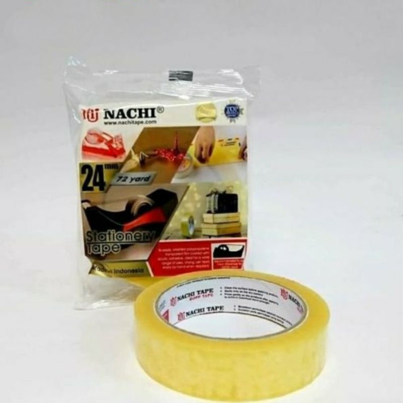 Lakban Bening / Stationery Tape 1inch x 72 yard Nachi