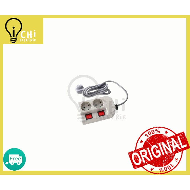 Stop Kontak 2 Lubang + Saklar + Kabel UTICON ST-1282 SW