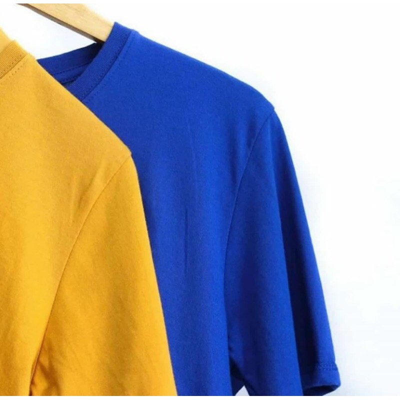 KAOS PRIA BIRU BENHUR DAN KUNING MUSTAD