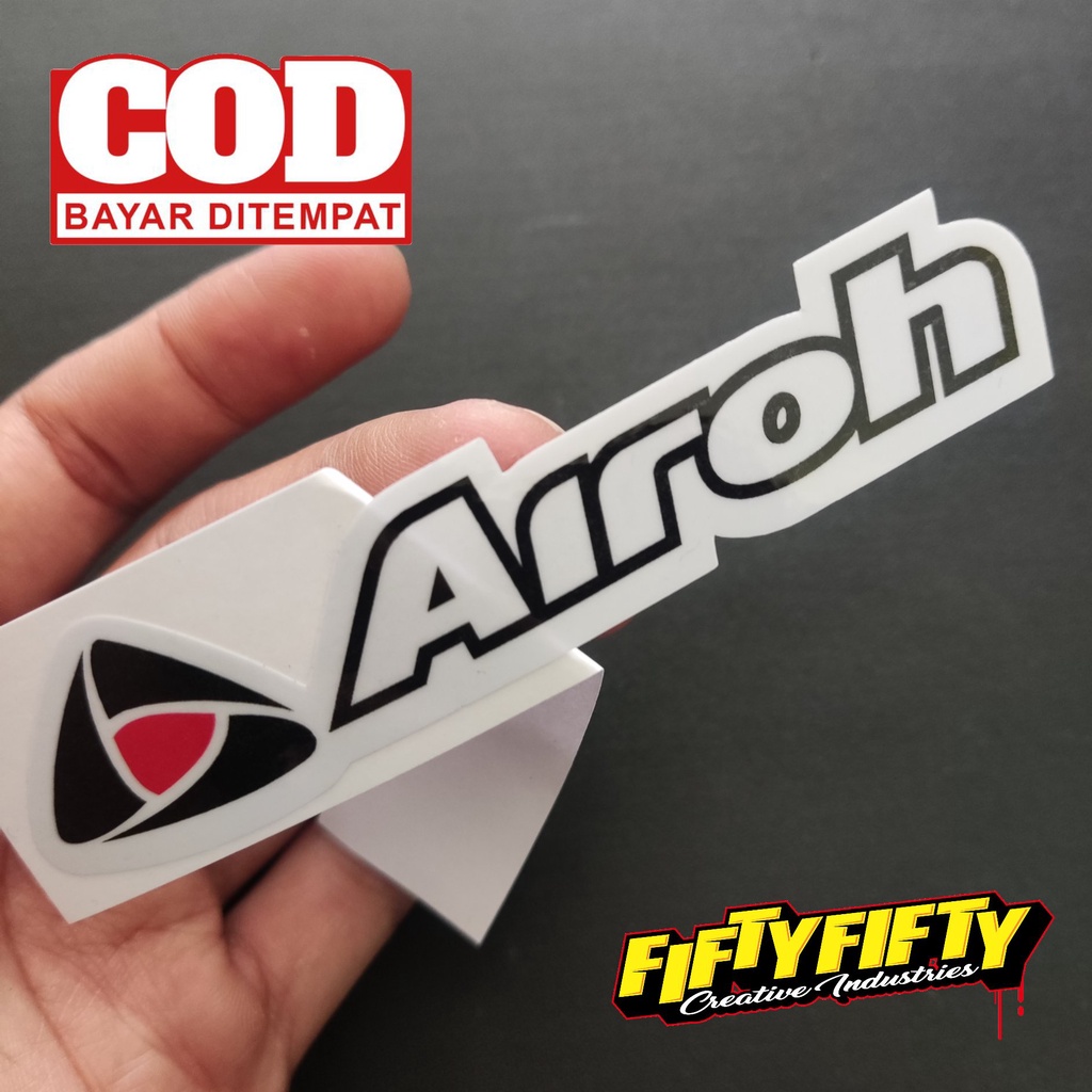 Stiker Print Cut AIROH Stiker Printing Laminasi Glossy Stiker Motor Mobil Helm Sudah Membentuk Pola Desain