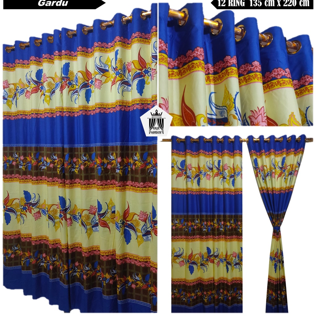 Gorden Smokring 12 Ring Motif Batik Sultan Biru Kuning Gardu Hordeng Jendela Pintu Kamar Korden Mini