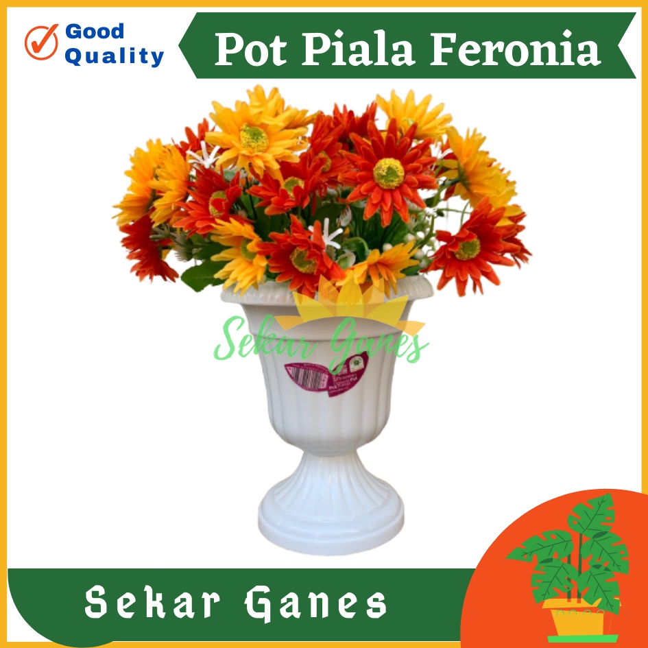 Pot Piala Green Leaf Feronia 6152 Putih Pot Piala Tinggi Putih Plastik hitam pendek 50 - Pot bunga tanaman piala feronia putih 18cm - PIALA MINI 6152