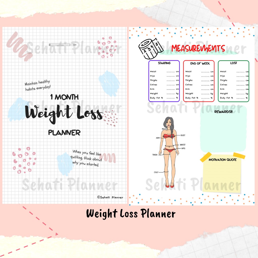 

PLANNER DIET /Weight Loss Planner / Bullet Journal / Kertas Binder Loose Leaf A5 & B5 / Loose Leaf