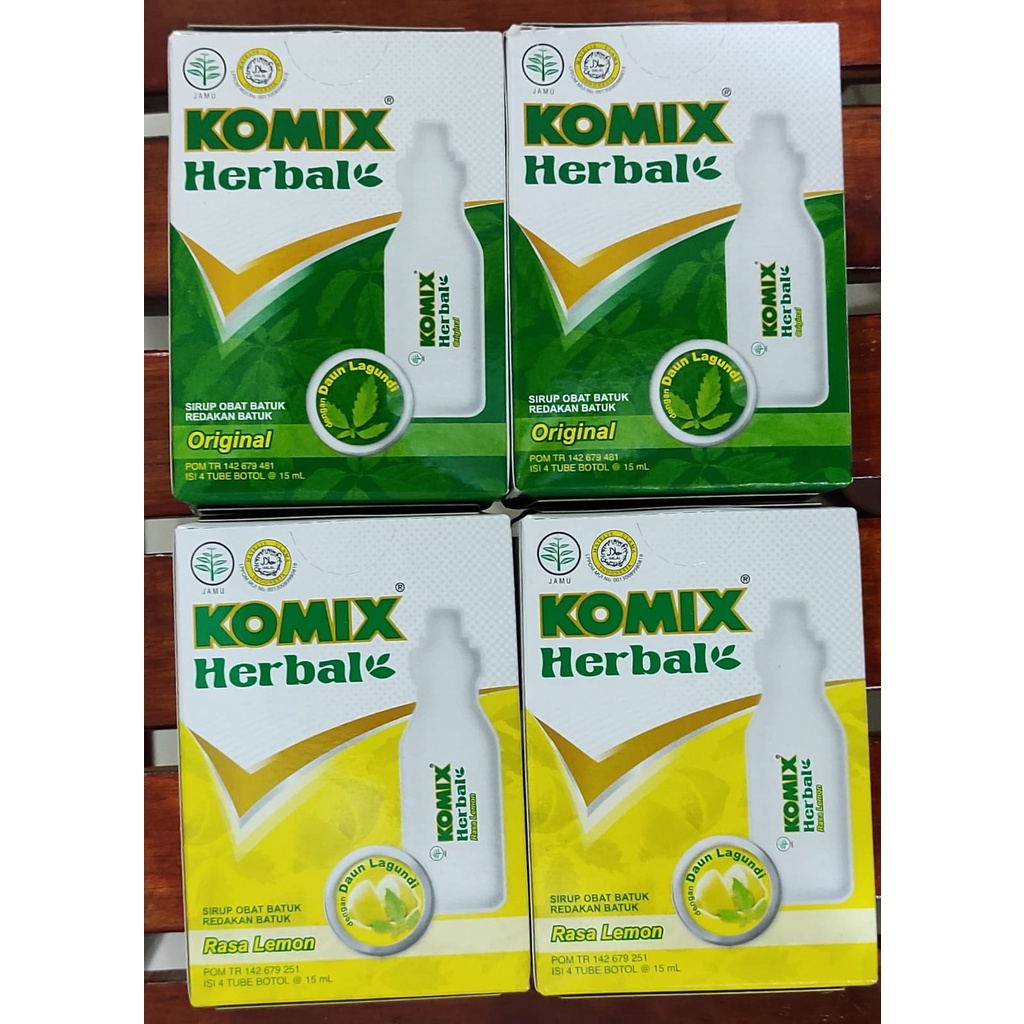 Komix Herbal 60 ML / Meredakan Batuk Berdahak / Rasa Original / Rasa Lemon / 4 Botol Kecil (@15ML)