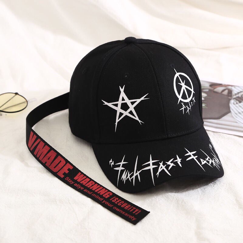 Ilhamriof Topi Pria Korea Tali Panjang Motif Grafiti