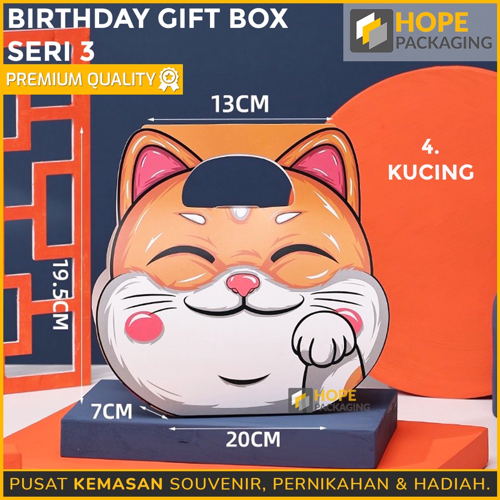 [ 5 PCS ] Bentuk 3d Karakter Animal seri 3 Kotak Kemasan Souvenir / Kotak hadiah  Untuk Souvenir Ulang Tahun / Happy birthday / ultah