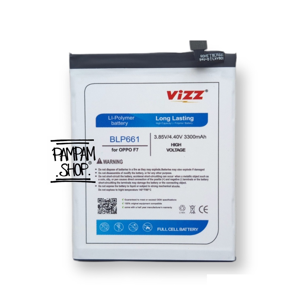 Baterai Vizz Double Power Original Oppo BLP661 F7 A3 Batre Batrai Battery Ori HP Handphone BLP 661