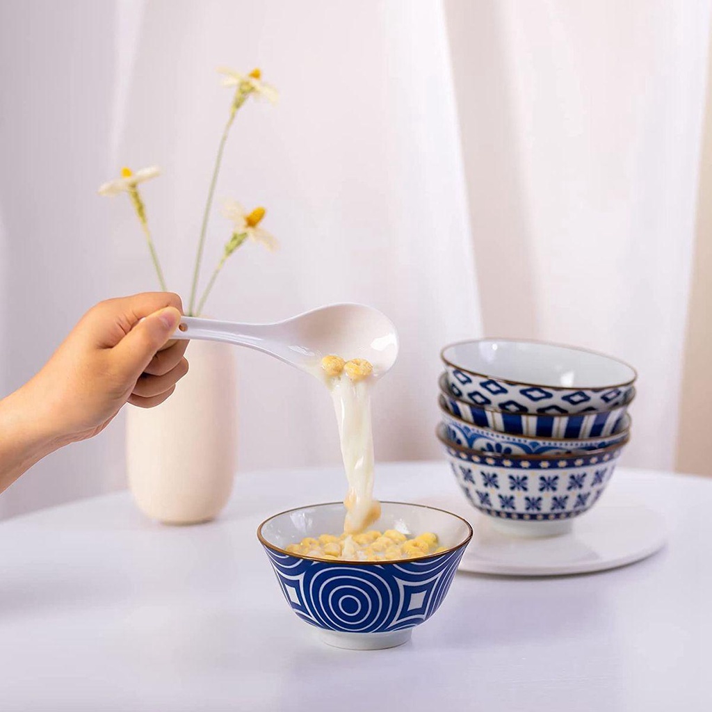 NICKOLAS1 Sendok Sup Aduk Dewasa Makan Peralatan Makan Keramik Putih Gaya Jepang