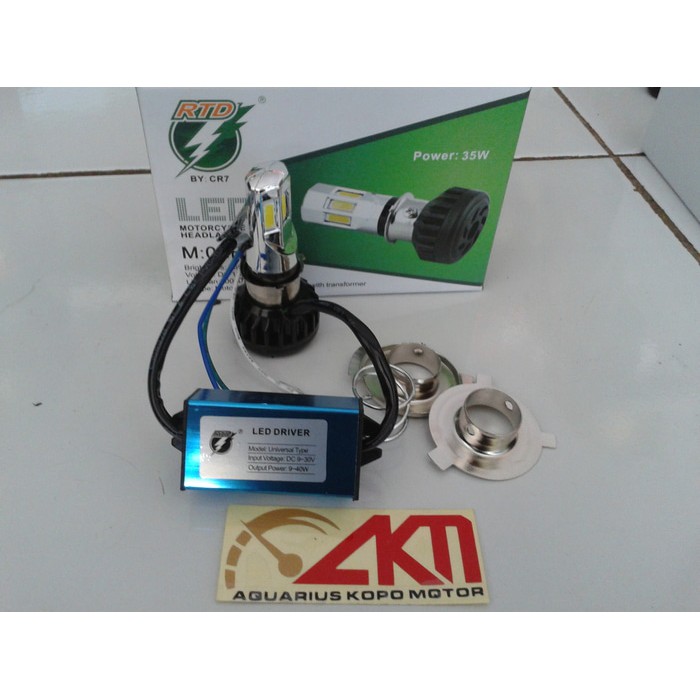 Bohlam Lampu Depan LED 6 Mata Sisi 6000K RTD By CR7 Motor White Putih