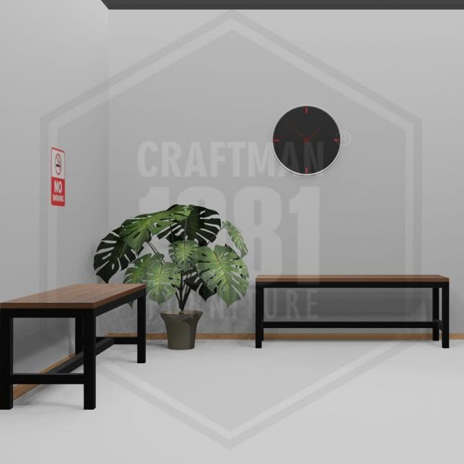 KURSI TUNGGU MINIMALIS TERAS PAPAN KAYU BANGKU PANJANG - HITAM TERLARIS1111