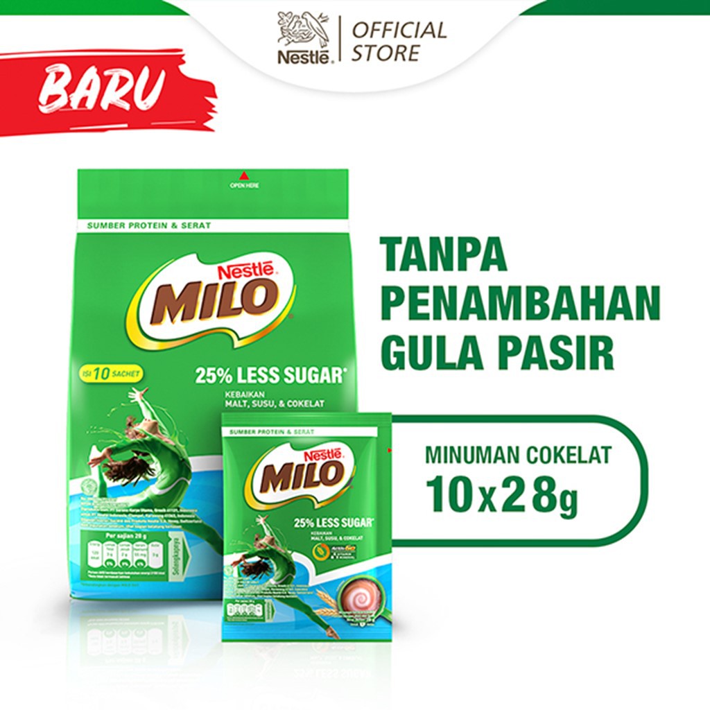 

Milo Susu Serbuk Cokelat Less Sugar 10 x 28 gr