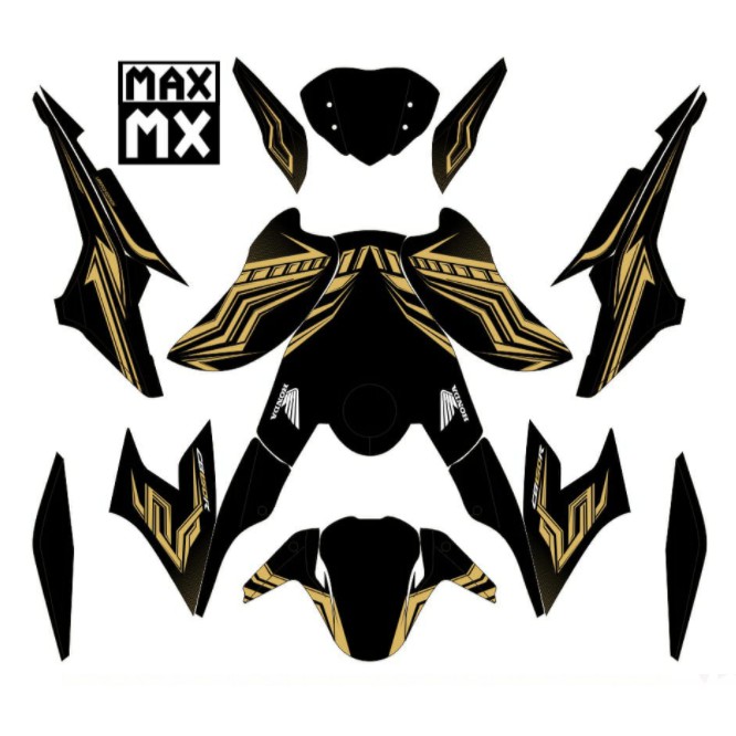 Decal Stiker All New CB150R Dekal Variasi Sticker Striping Custom FullBody gold hitam minimalis