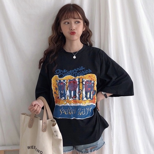 MOOGU ♡ Big size Korean lengan pendek atasan kaos t shirt pakaian wanita top