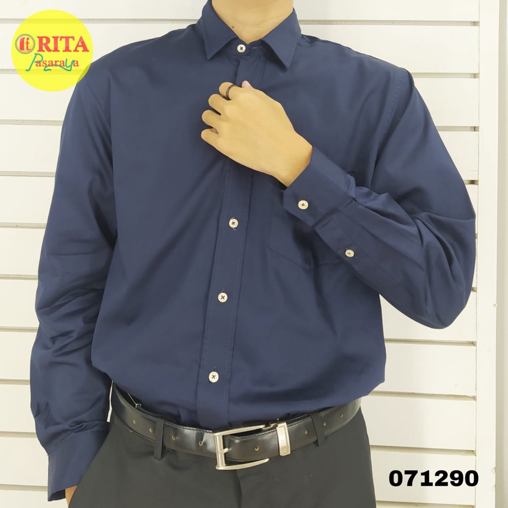 Lawell Kemeja Pria Lengan Panjang Formal Navy