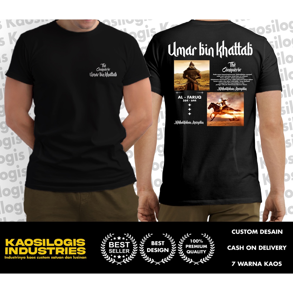 Kaos Baju Dakwah Islami UMAR BIN KHATTAB THE CONQUEROR Sabahat Nabi Khalifah Baju Santri Muslim Tshi