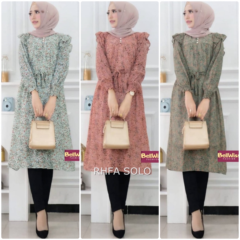 AROFAH TUNIK / 21.6 / BAHAN CERUTY / FULL FURING / LD 106 CM / PB 108 CM / BUSUI / BELLWIS