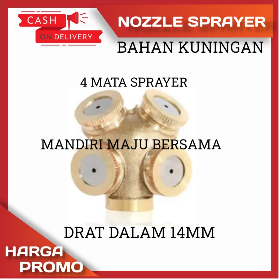 SPRINKLER NOZZLE MISTING KEPALA 4 LUBANG KUNINGAN SPRAYER ALAT SIRAM