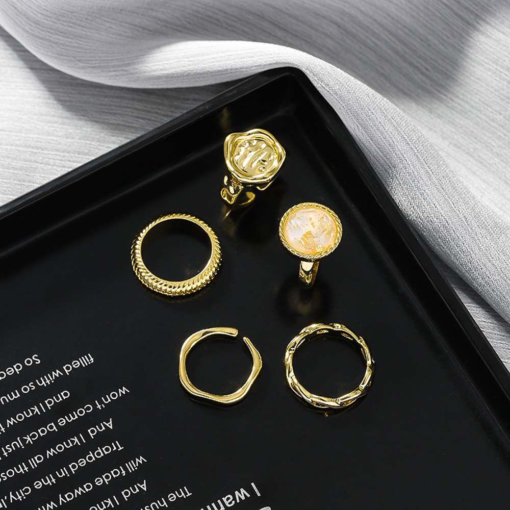 Needway Wanita Jari Cincin 5pcs /Set Temperamen Anniversary Cincin Gadis Retro Lady Jari Telunjuk Rings