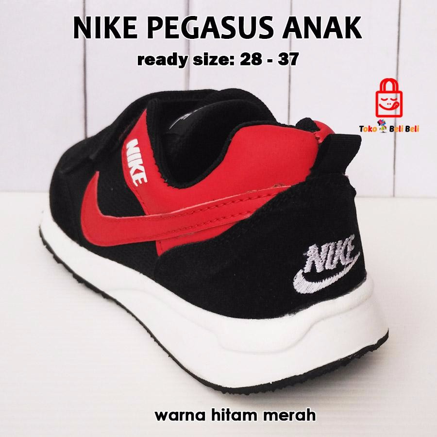 nike pegasus anak - hitam list merah