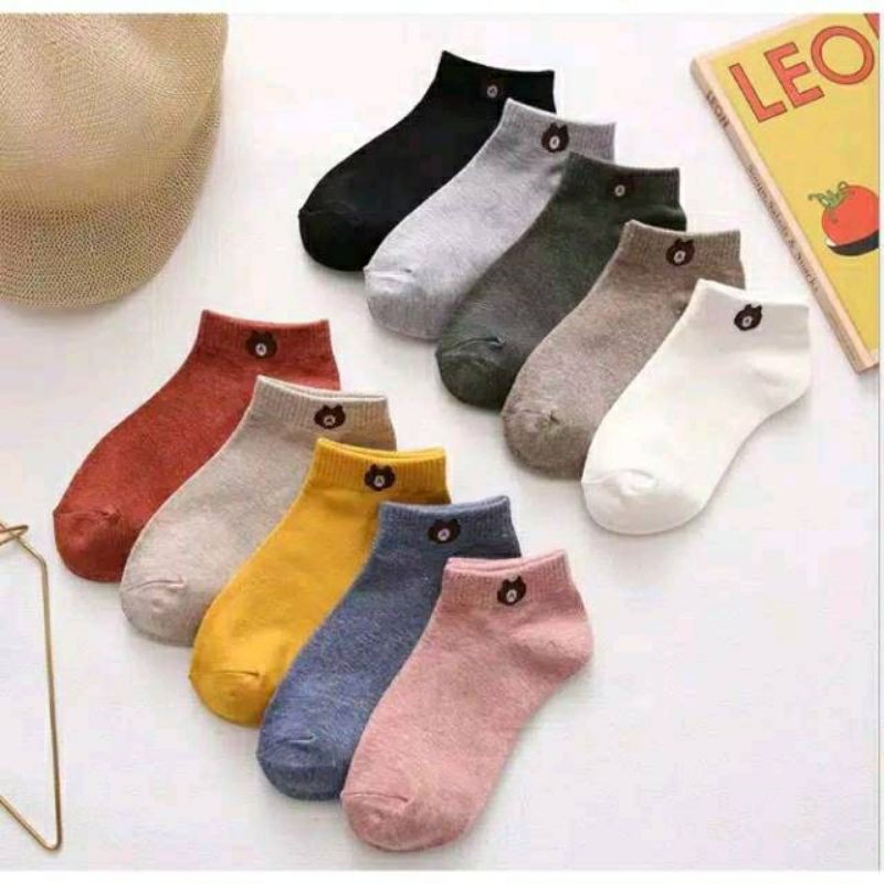 kaos kaki motif beruang pendek mata kaki wanita dewasa / kaos kaki angkle motif bear murah-8
