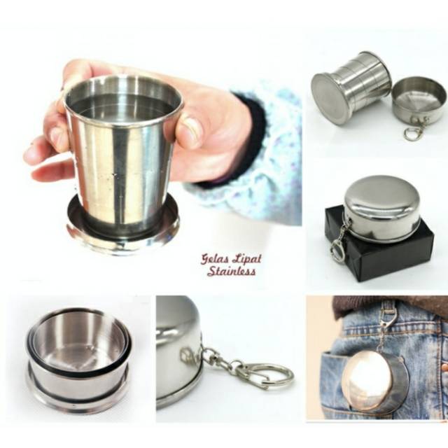 Gelas lipat stainless lipat