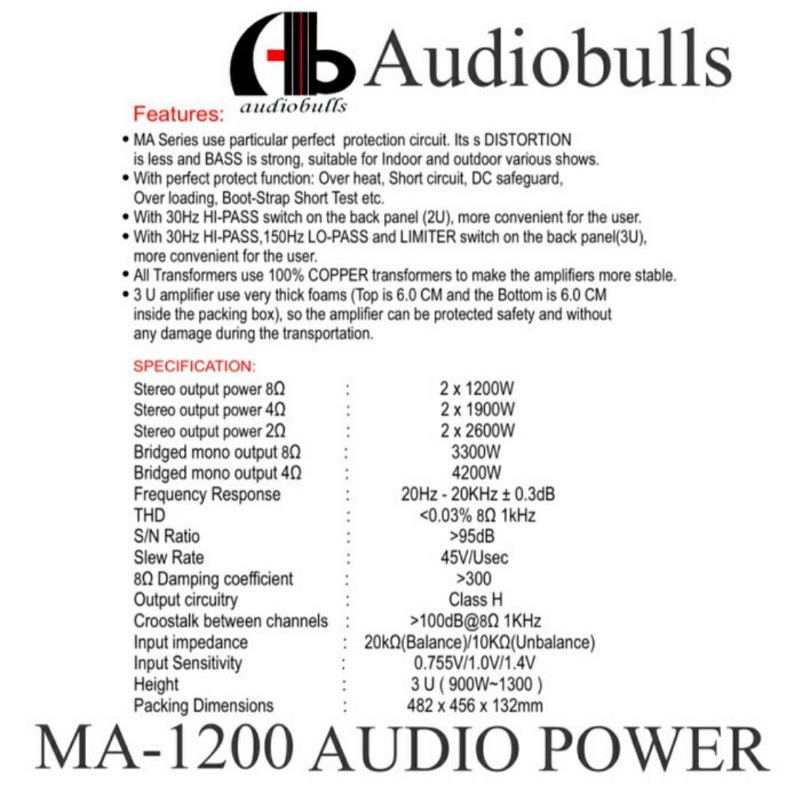 Power AB Audiobulls MA-1200 Power AB Audiobulls Premium Original