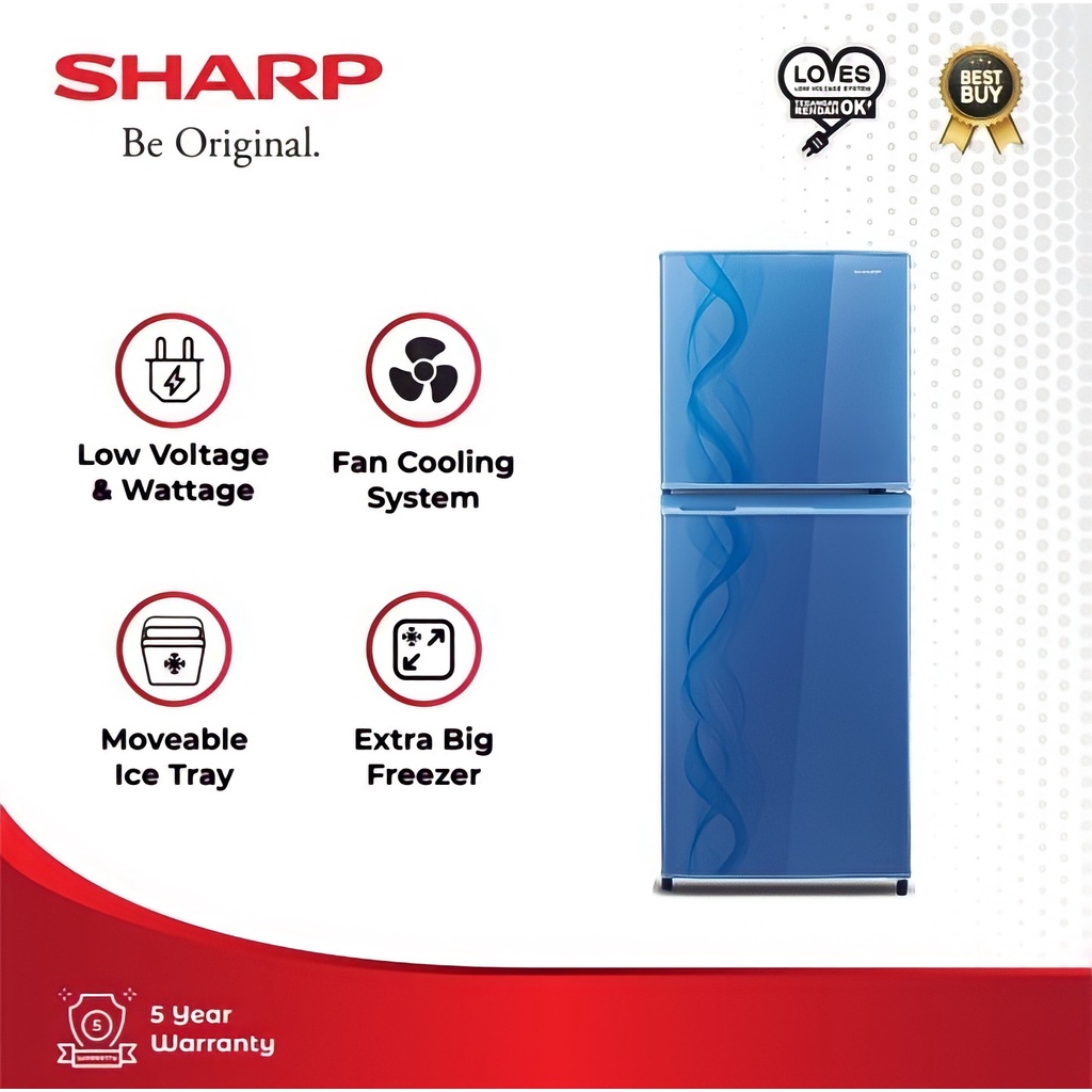 SHARP Kulkas 2 Pintu 205 Liter SJ-237ND KIREI III PROMO GARANSI RESMI