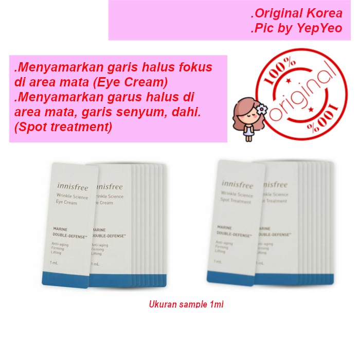 Jual Innisfree Wrinkle Science Eye cream Spot Treatment 1ml Shopee