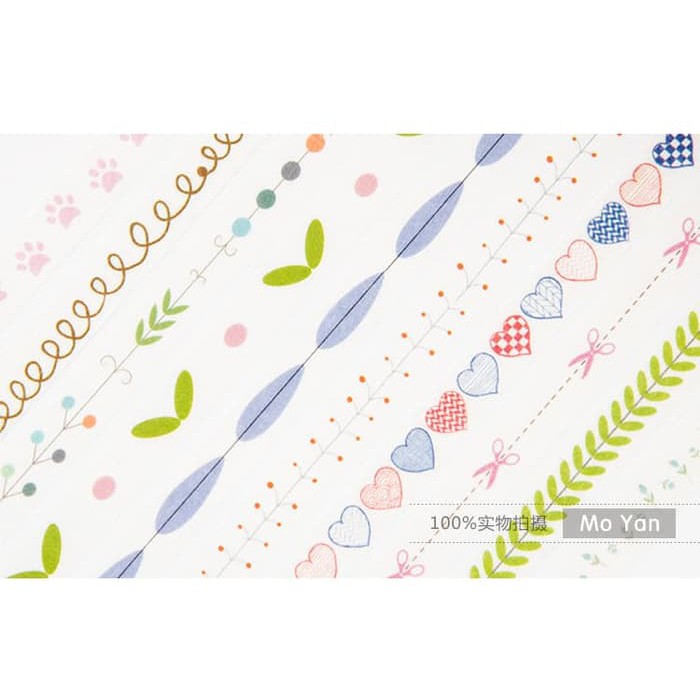 Japanese Washi Tape - Set Love and Leaves Pattern