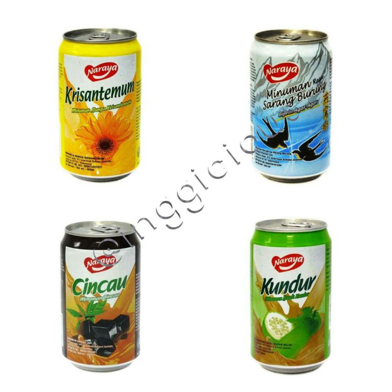 

Naraya minuman kaleng - Buah kundur - Bunga Krisan - Cincau - Sarang Burung- Sarsi (300ml)