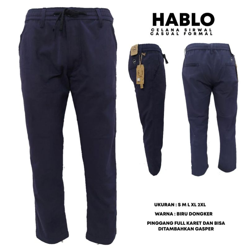 Sirwal Hablo Semi Formal Casual Kasual Kantor Slinpit Biru Dongker