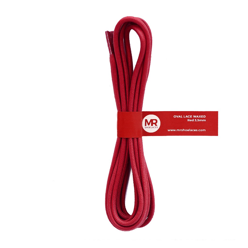 MR Shoelaces FC24 Merah RED Tali Sepatu Lilin Oval 3.5mm (Waxed Laces) 50cm 70cm 80cm 100cm 120cm 150cm 200cm - Premium Shoelace