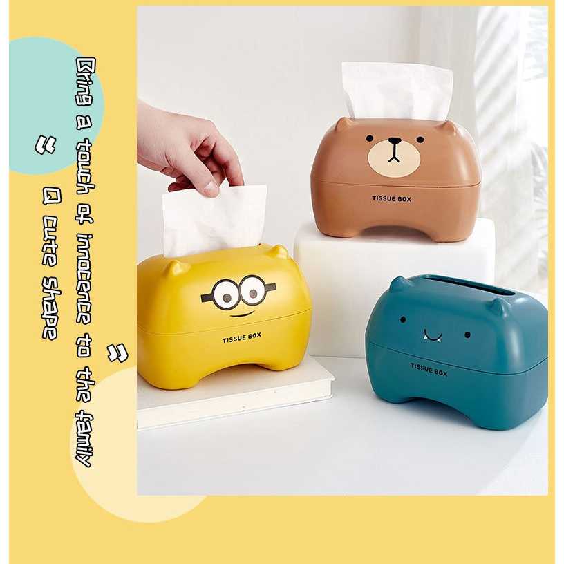 Kotak Wadah Tempat Tisu Kering Basah Gulung Tissue Roll Box Kantor Ruang Tamu Model Bear Lucu Imut