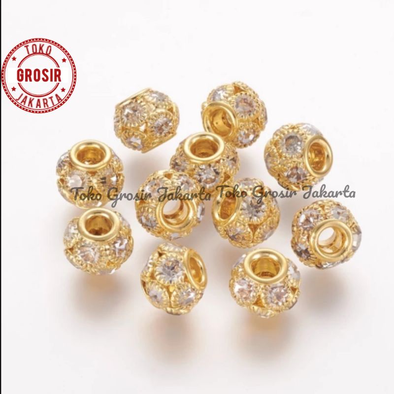 Charm Pembatas Gelang Emas Kristal Premium Quality 8 Mm 10 Mm