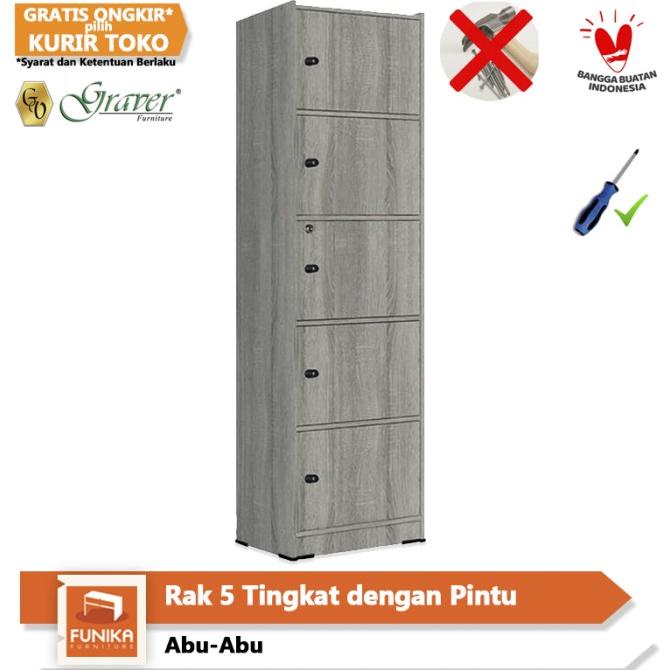 FUNIKA x Graver Rak penyimpanan buku multifungsi 5 susun Bookcase