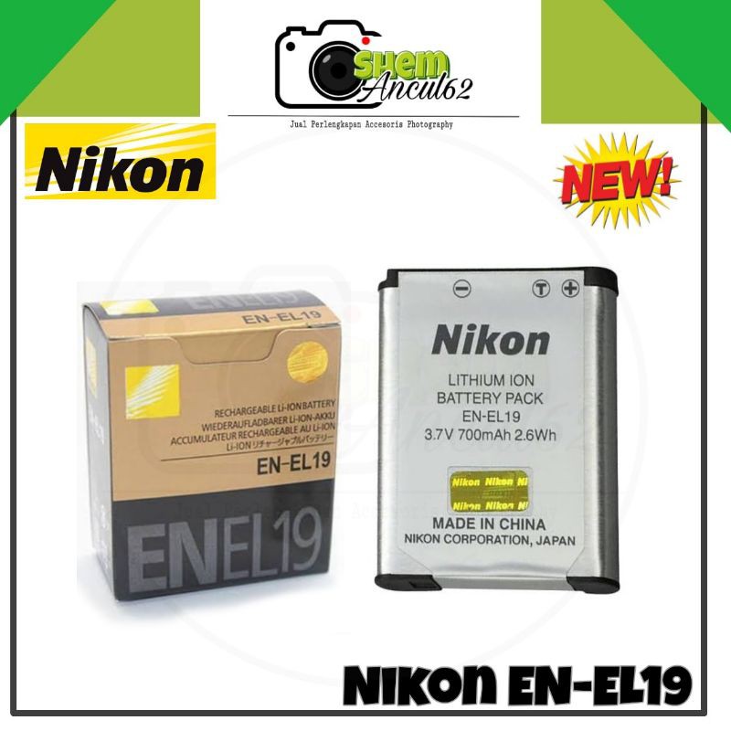 Baterai Nikon EN-EL19 Untuk Kamera Coolpix A300 W100 S6900 S33 S3700 S7000 S32 S6800 S5300 S3500