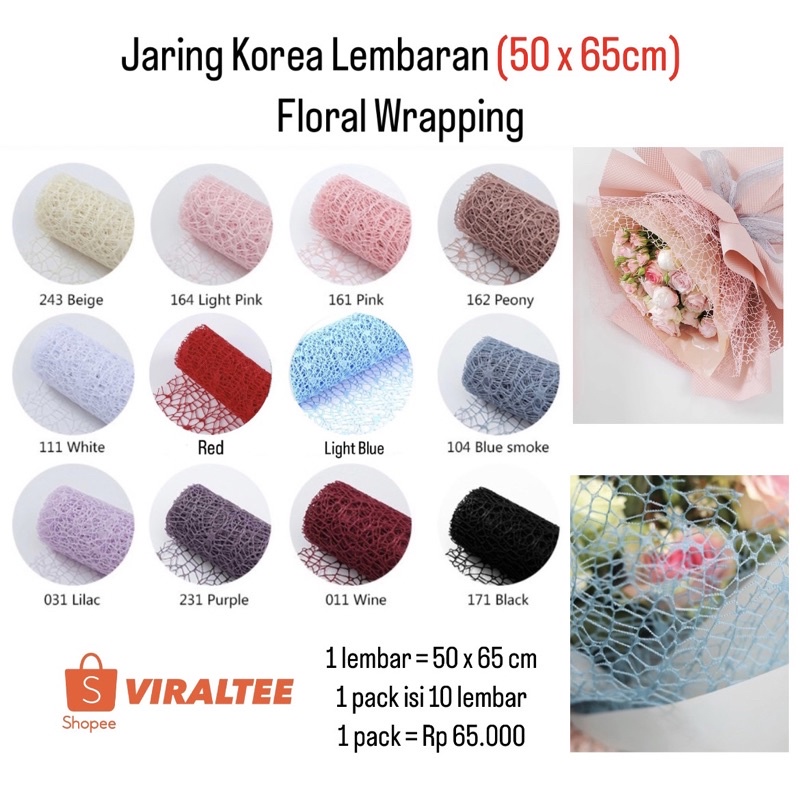 

Jaring Korean Buket Bunga Lembaran / Flower Wrapping Korea Mesh Net Murah untuk Snack Uang Floral Bouquet Cellophane