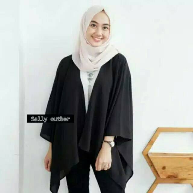 OUTER WANITA / CARDIGAN POLOS BAHAN WOLFIS ATASAN MODEL ROMPI / BATWING BISA COD