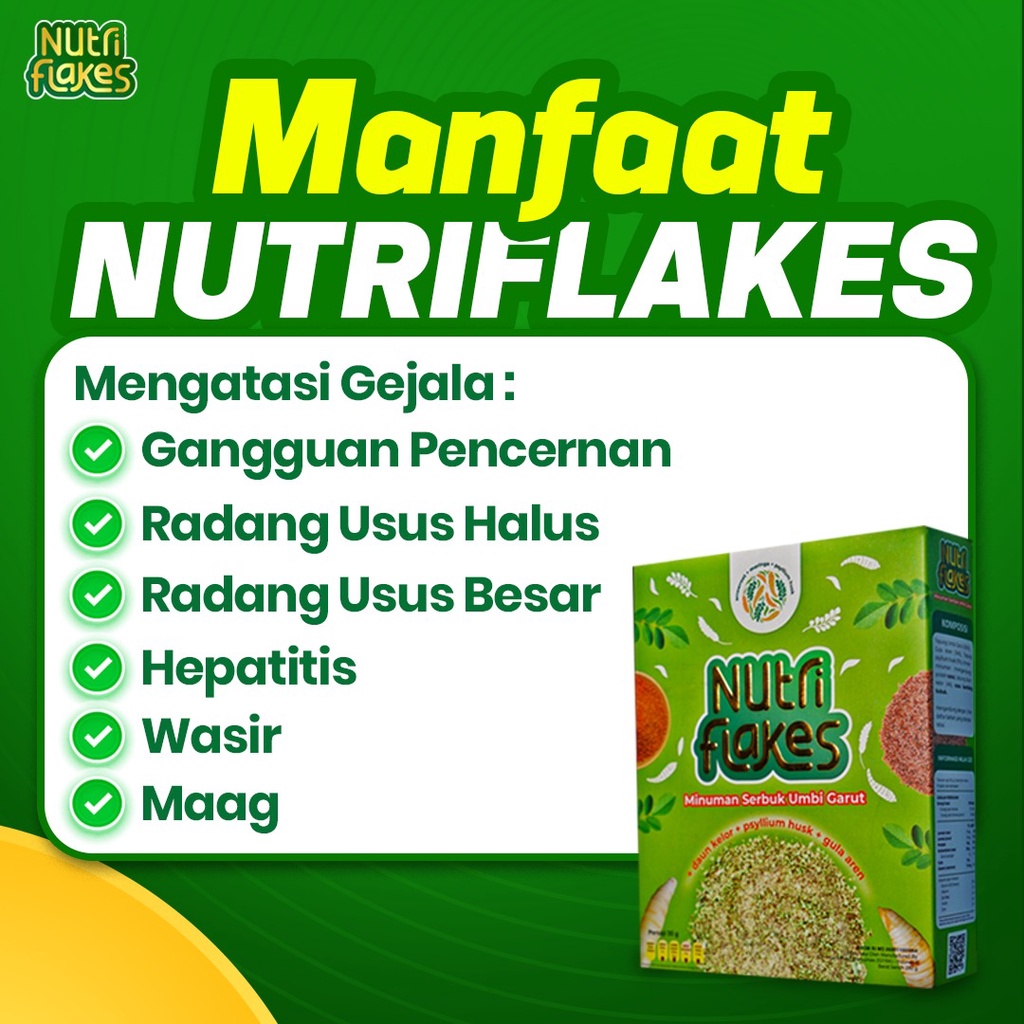 Nutriflakes - Terapi Lambung &amp; Pencernaan Minuman Kaya Serat Solusi DIET, Maag, Asam Lambung Kronis Lancarkan Pencernaan Bantu Turunkan Berat Badan Diet Isi 280gr