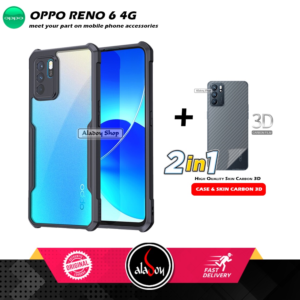 Case OPPO RENO 6 4G Armor Fusion Transparent Casing Free Skin Carbon 3D