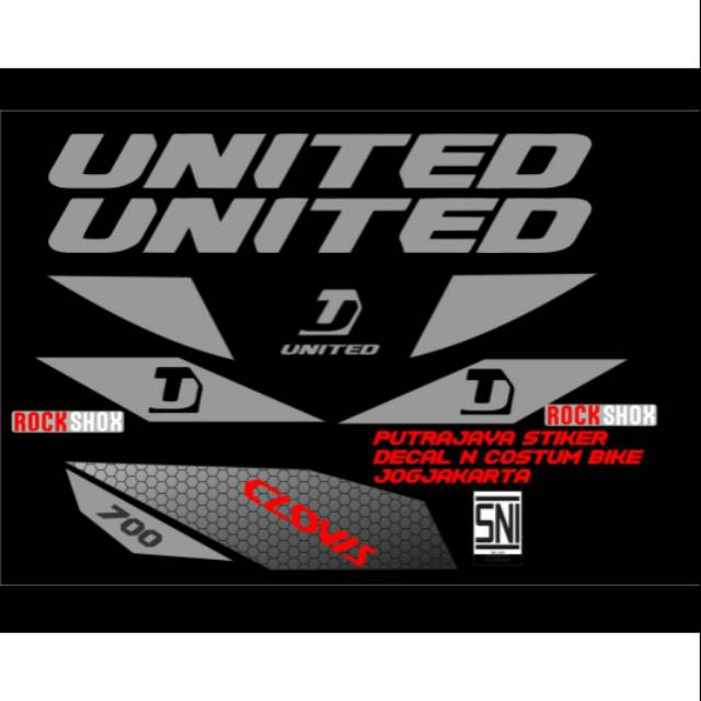 Decal stiker sepeda UNITED CLOVIS