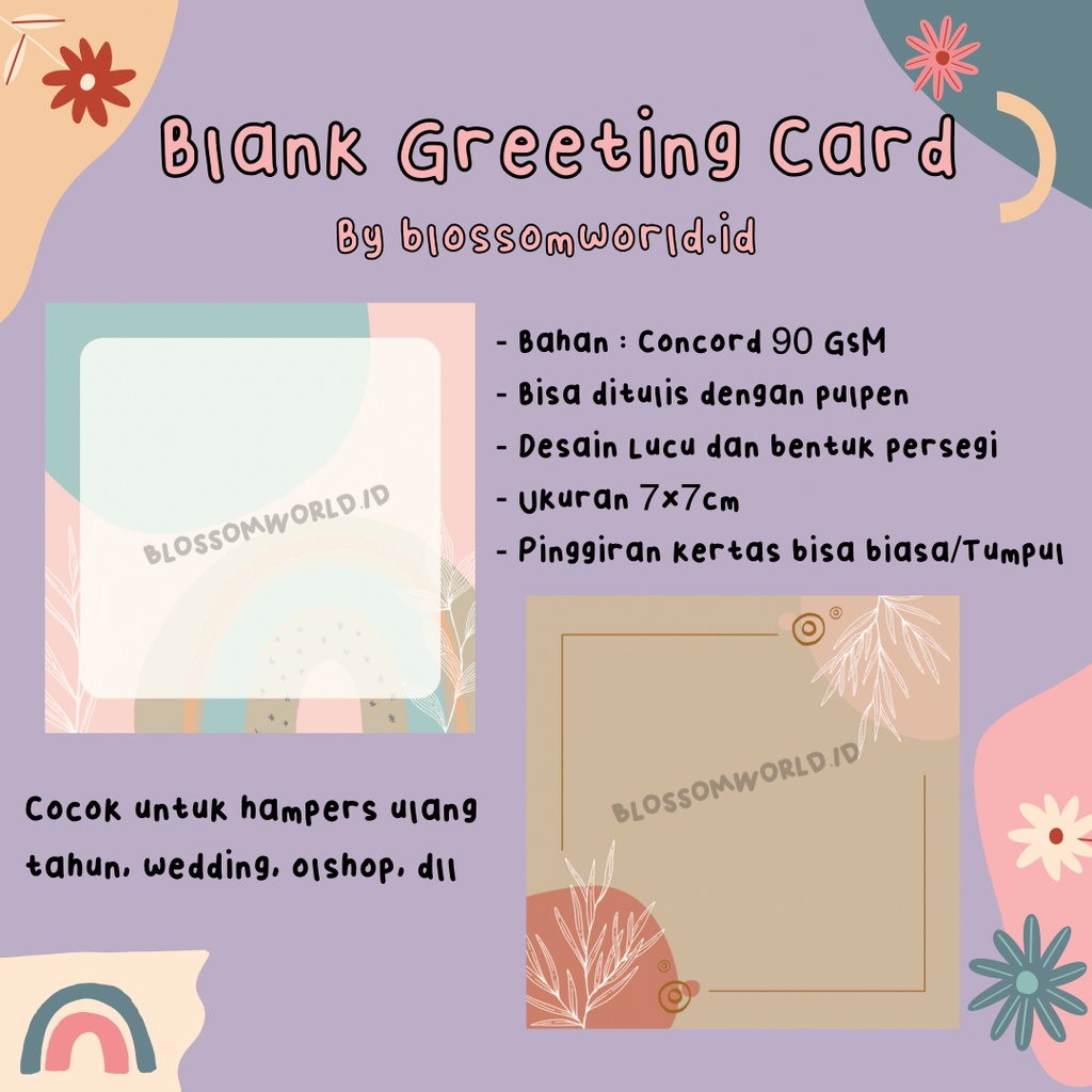 Greeting Card / Blank Greeting Card / Kartu Ucapan Kosong / Kartu Ucapan Ulang Tahun / Kartu Ucapan