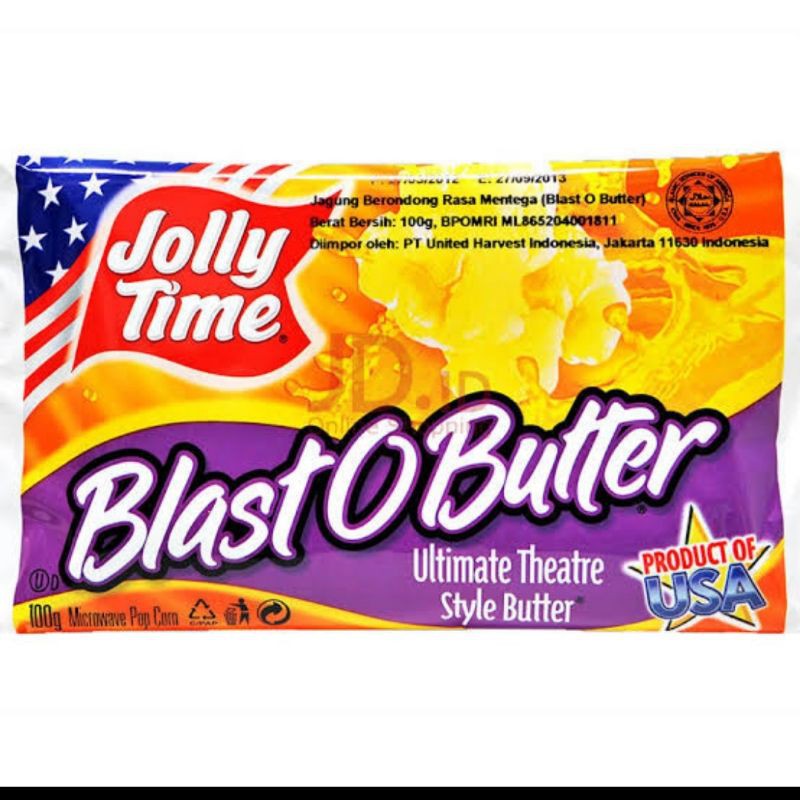 

Jolly time microwave popcorn blast o butter 125gr