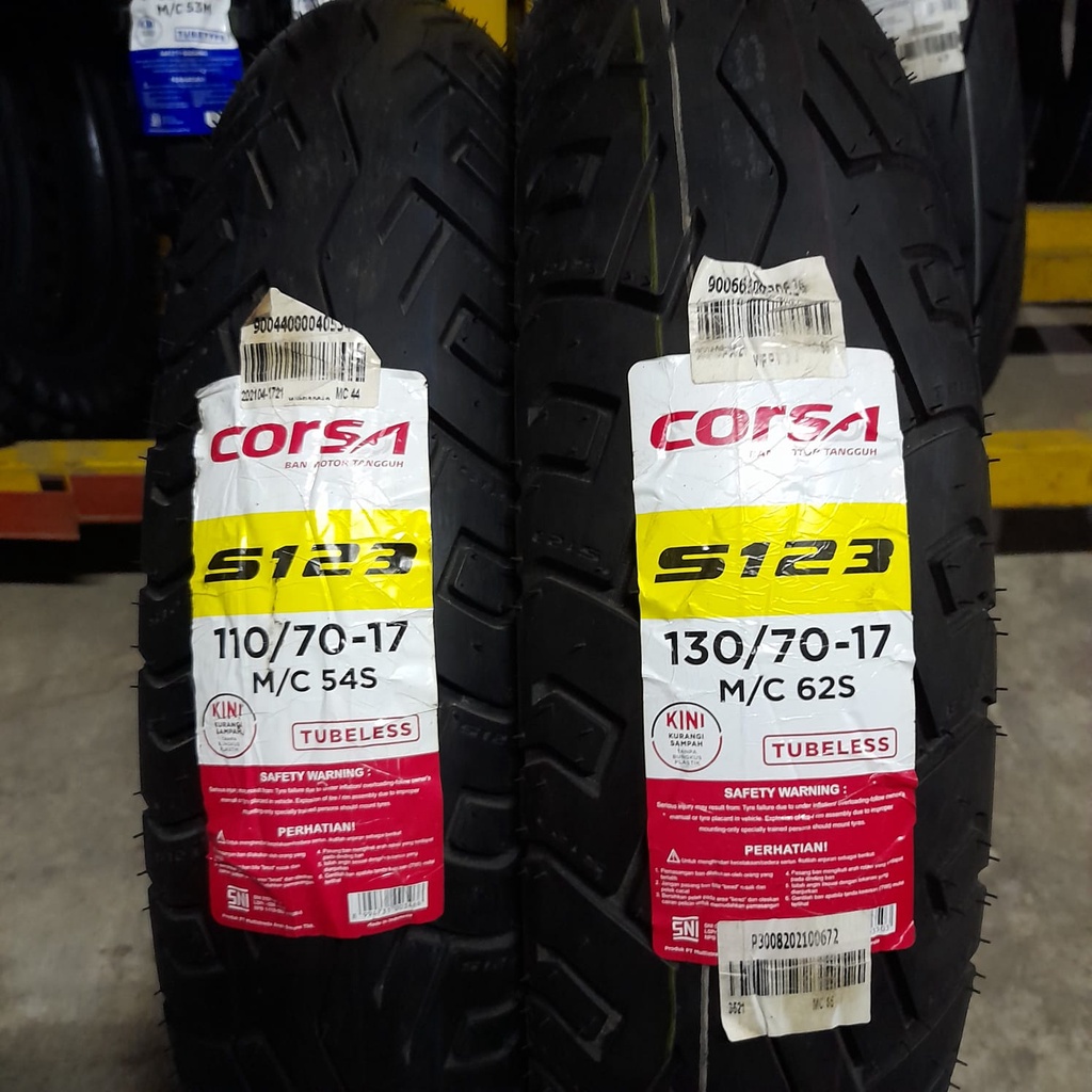 Paket Ban motor sport Corsa S123 110 70 &amp; 130 70 17 tubeless touring