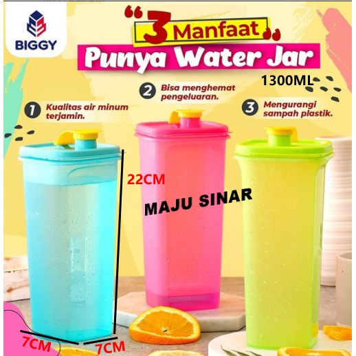 Botol Minum Kulkas / Tempat Air Kotak Serbaguna Tebal 1300ml Biggy Water Jar Scutari BPA Free