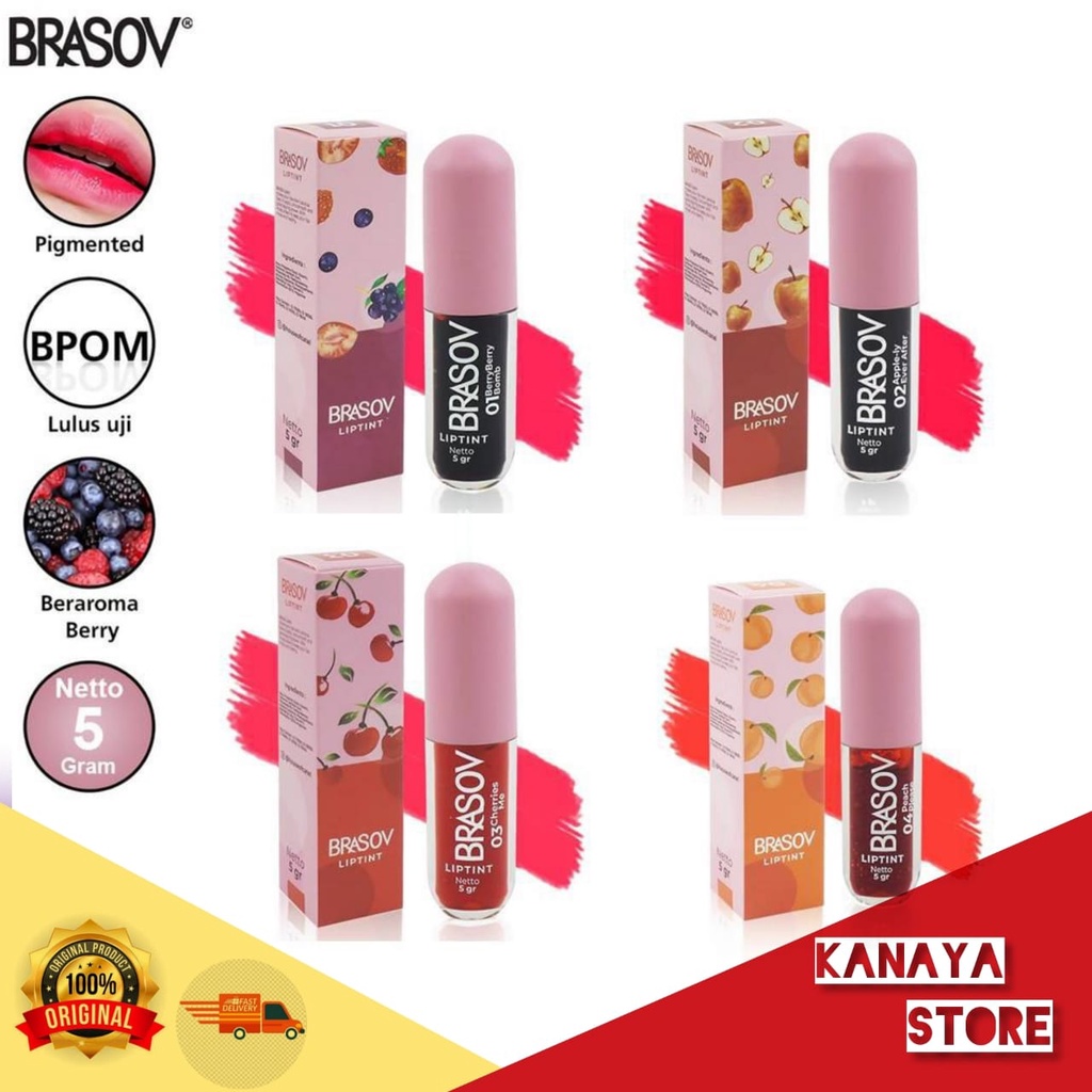 BRASOV Liptint / Pewarna Bibir 5 Gram Cherries Me Pigmented