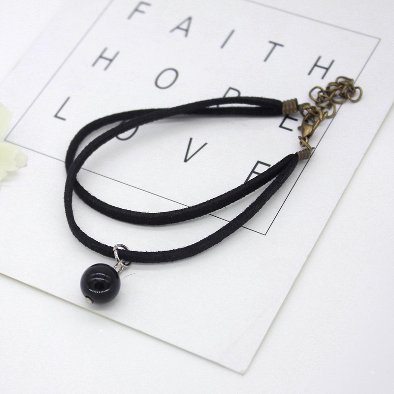 Gelang renda hitam wanita fashion Korea tali-#1