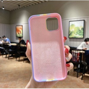 Silicone Full Cover Pink Rainbow Case iPhone 11 X XS XR 8 7 6 12 MINI PRO MAX